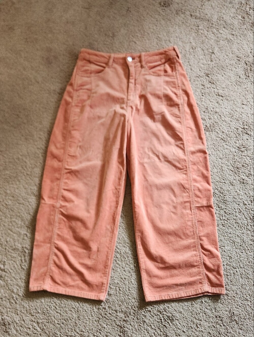 Pilcro Wide Leg Cropped Pants in Coral